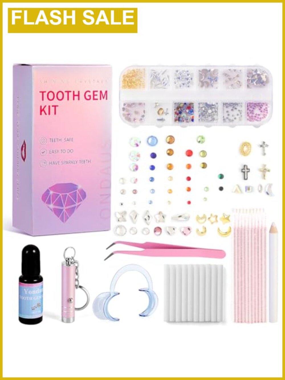 374 Pc Tooth Gem Kit DIY Crystals Jewelry K9 Glass Gems 26 Shapes